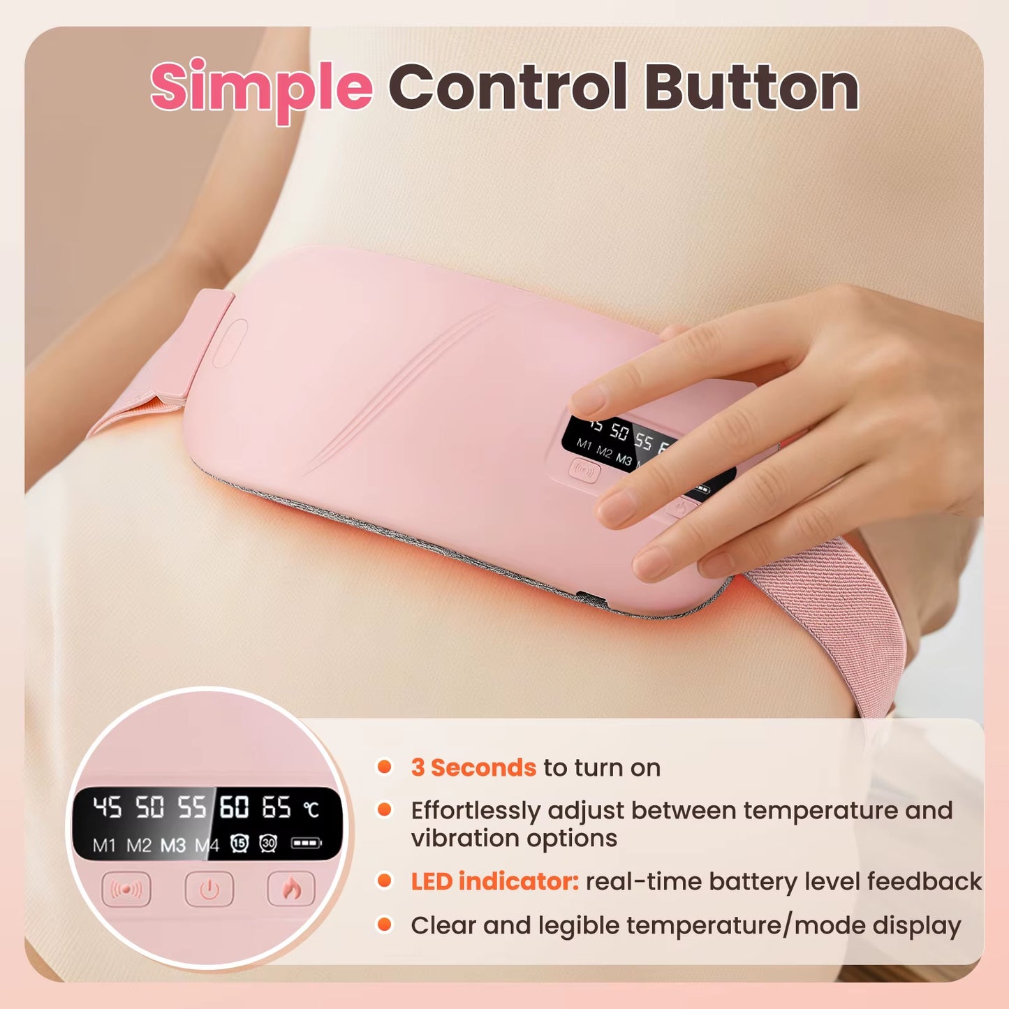 Portable Menstrual Heating Pad with 6 Heating Levels Warm Palace Treasure Back or Abdominal Heating Pad Ideal Gifts for Women