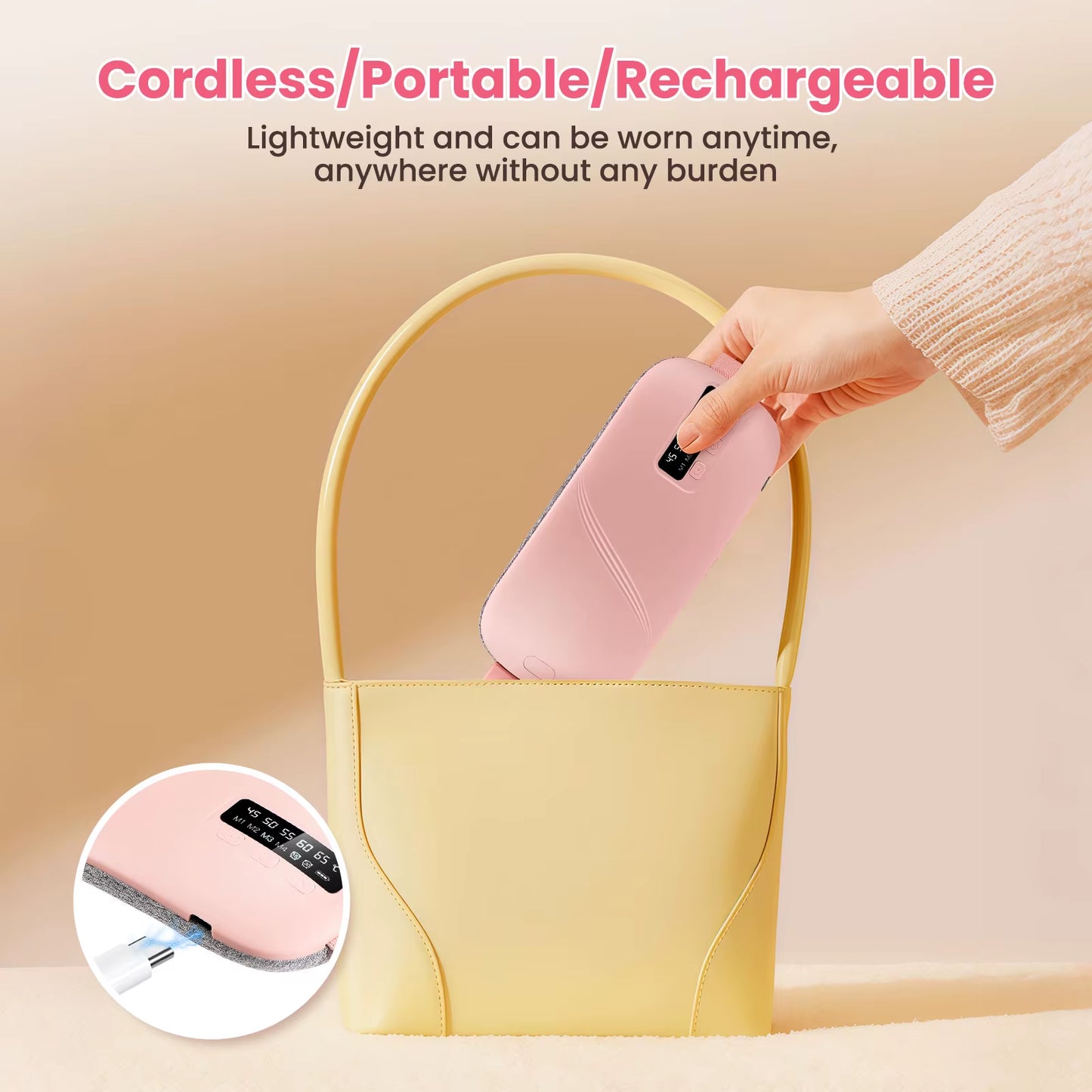 Portable Menstrual Heating Pad with 6 Heating Levels Warm Palace Treasure Back or Abdominal Heating Pad Ideal Gifts for Women